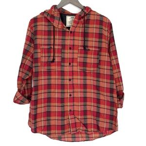 Chor plaid button down with a hood